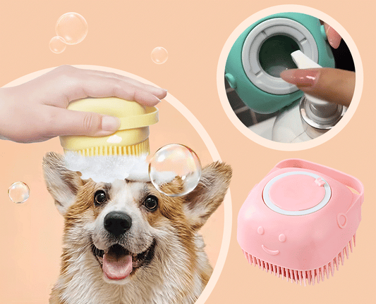 Pet Bath Brush with Shampoo Dispenser